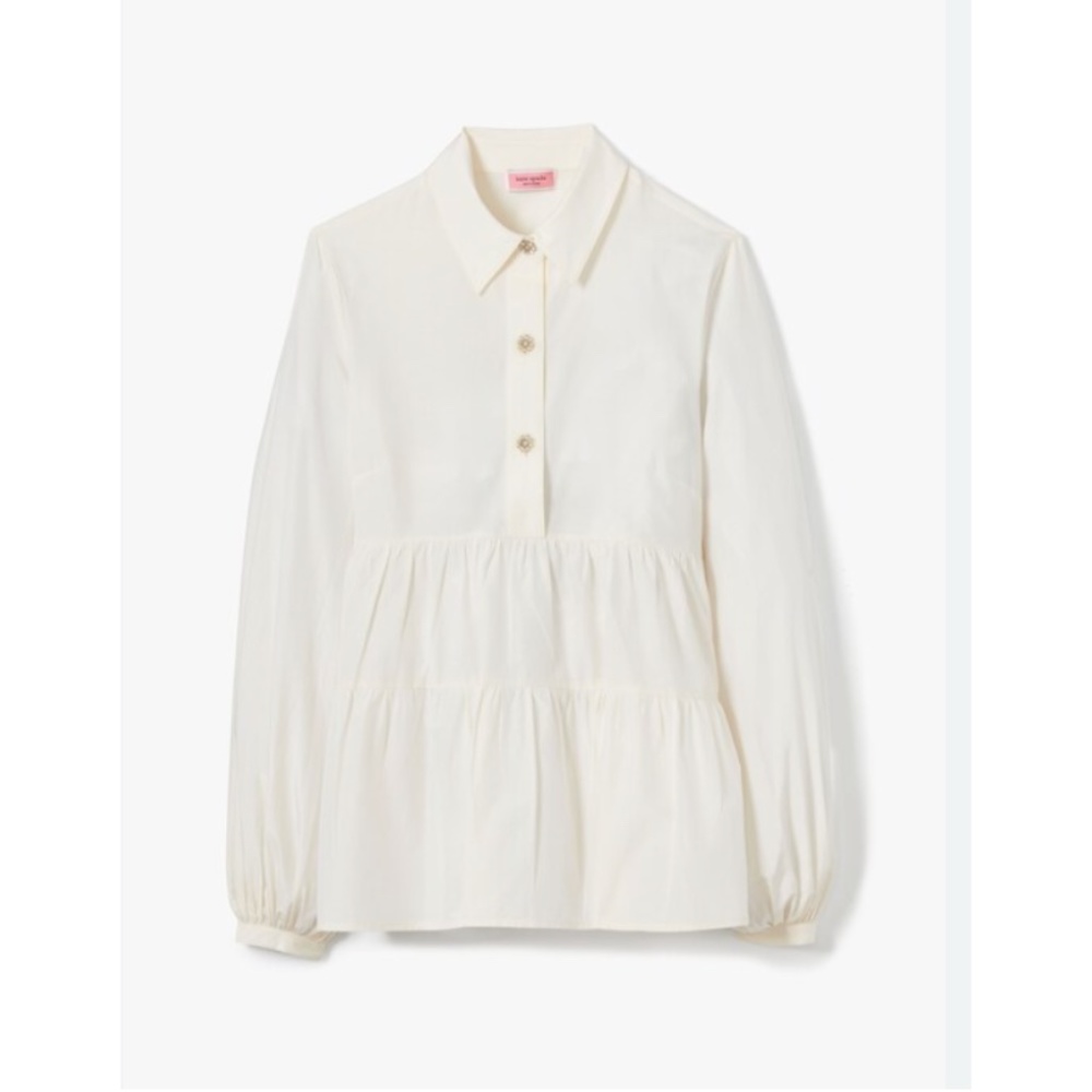 NWT Kate Spade Ivory Cotton/Silk Peplum Shirt 2/XS- Taffeta Cosmo Top